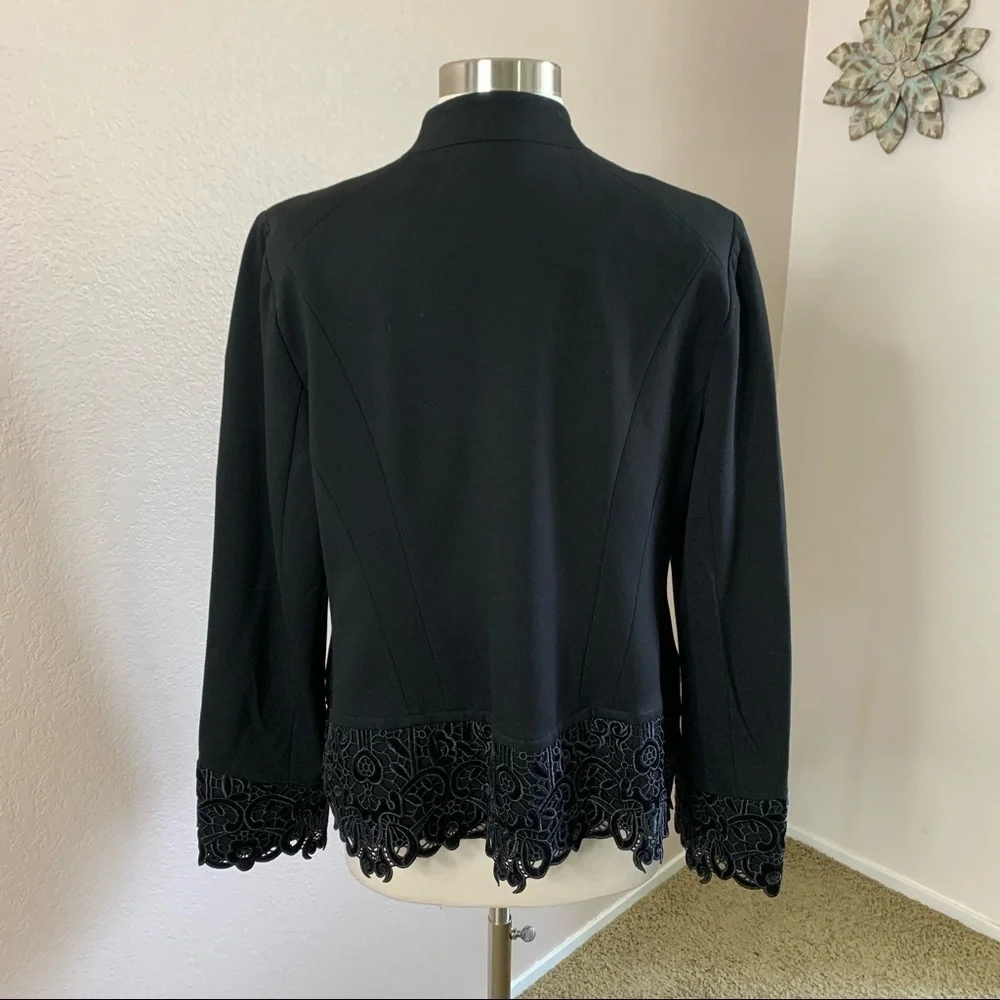 Chico’s NWT Lace Hem Ponte Black Jacket